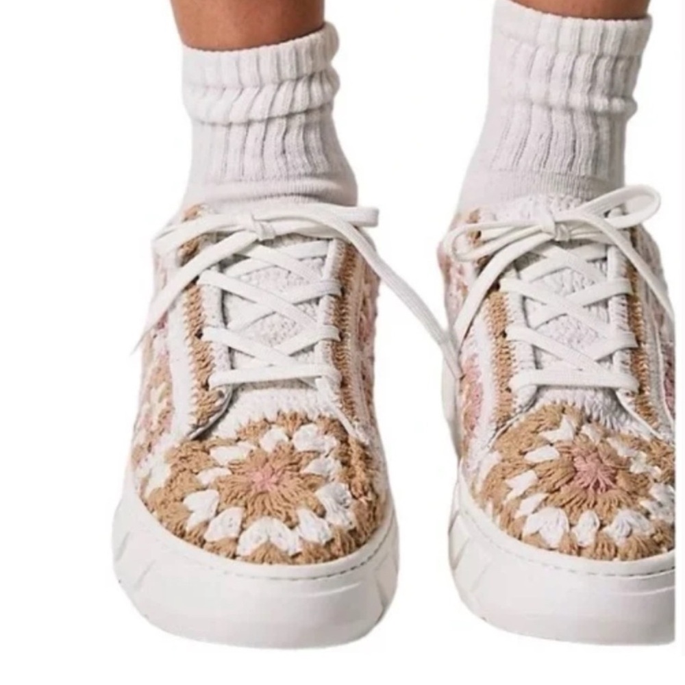 Free people Catch me if you Can crochet sneakers $198 new